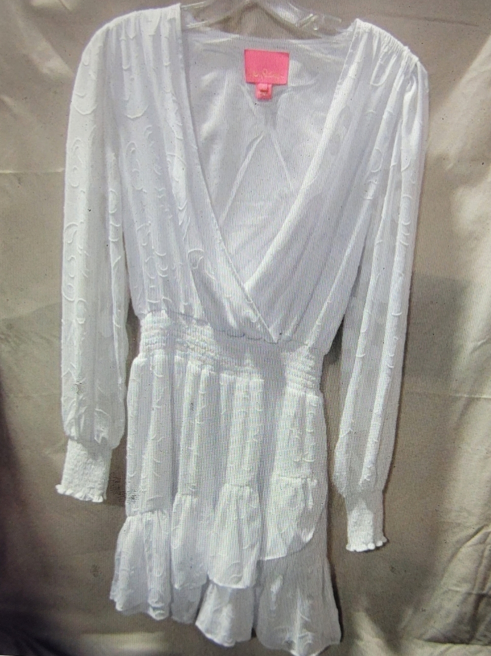 Lilly Pulitzer White Long Sleeve Ruffled Dress - Size 6  EUC